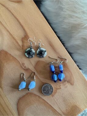 Three Pairs of Silver Earrings - Women Jewelry